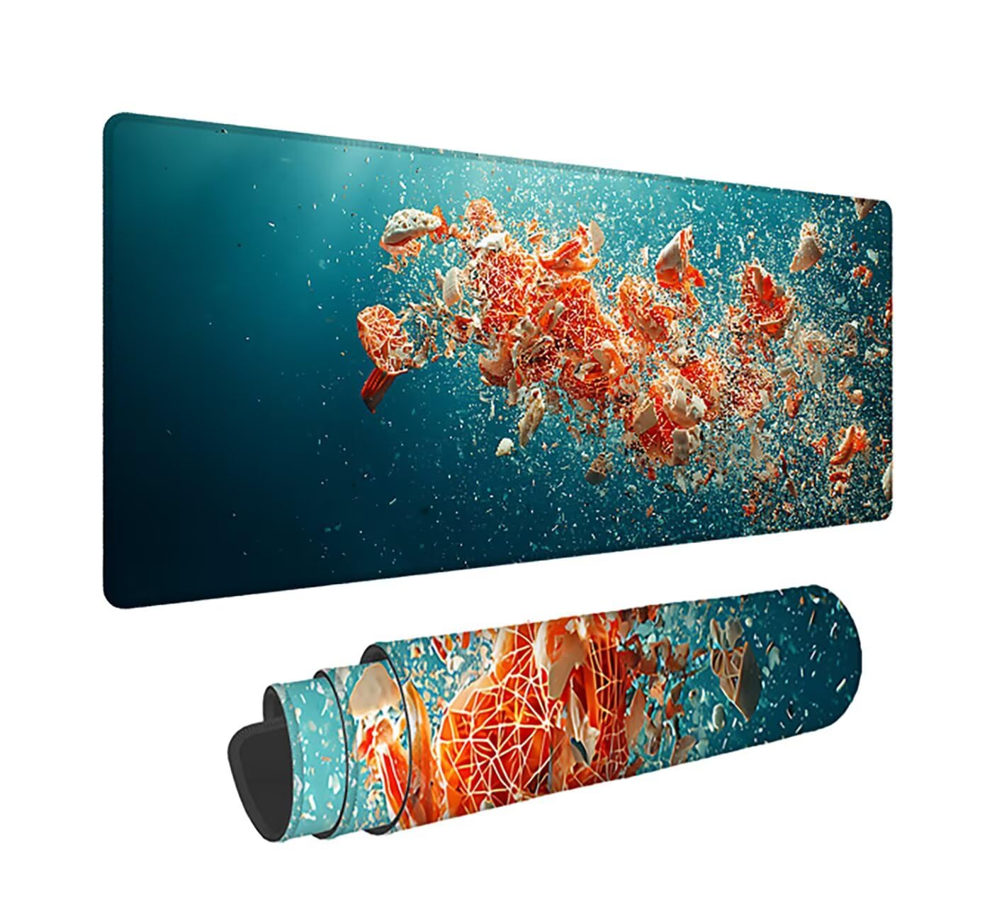 Gaming Mauspad XXL 1600x800x3mm, Geometrie Anti-Rutsch Mousepad XXL, Blau groß Schreibtischunterlage, Waschbares rutschfeste Gummibasis, Mauspad mit Nähten an Den Kanten für PC, Maus LJ-2264