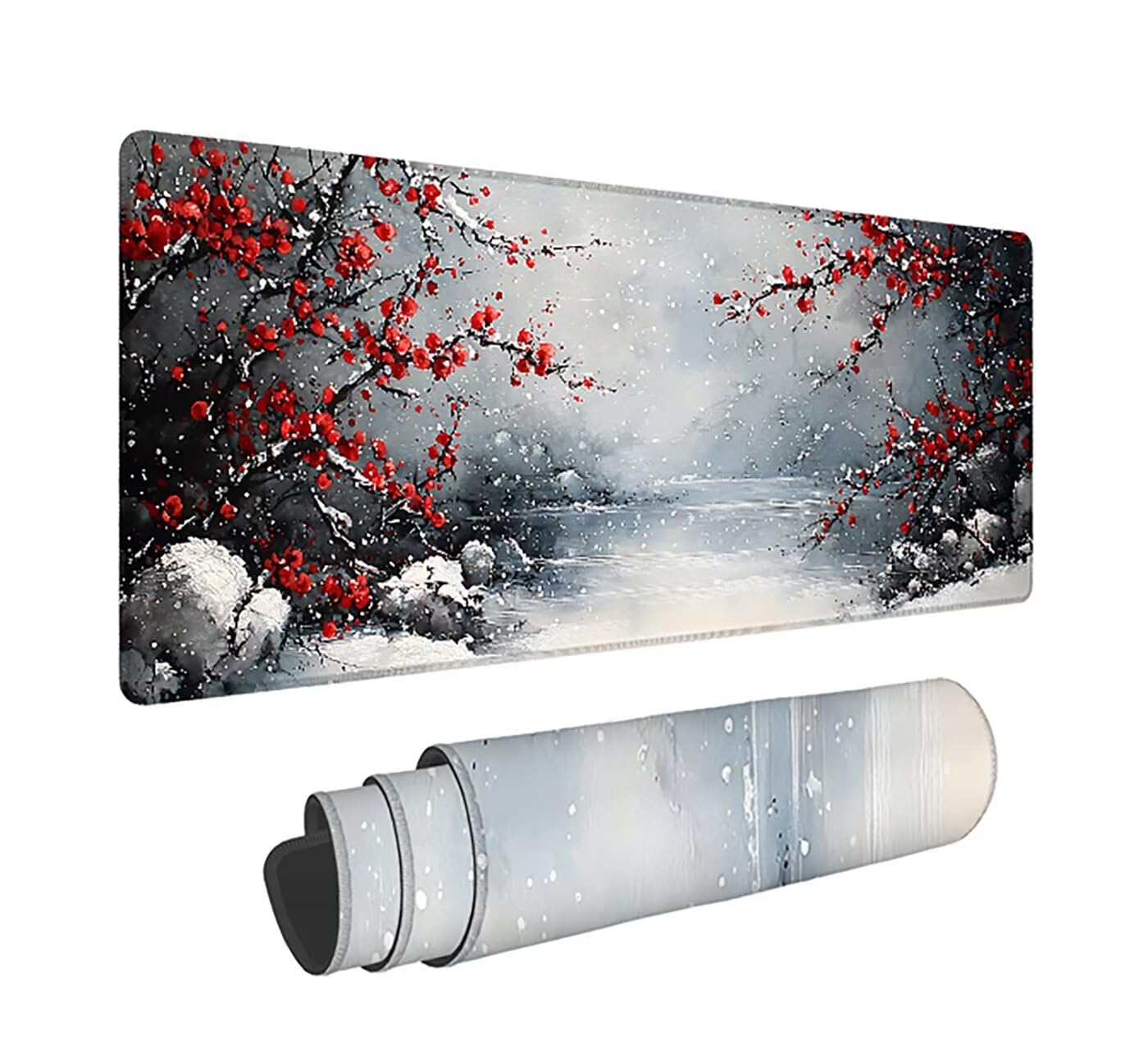 Gaming Mauspad XXL 1600x800x3mm, Japanischer Stil Anti-Rutsch Mousepad XXL, Landschaft Schreibtischunterlage, Waschbares rutschfeste Gummibasis, Mauspad mit Nähten an Den Kanten für PC, Maus LJ-2290