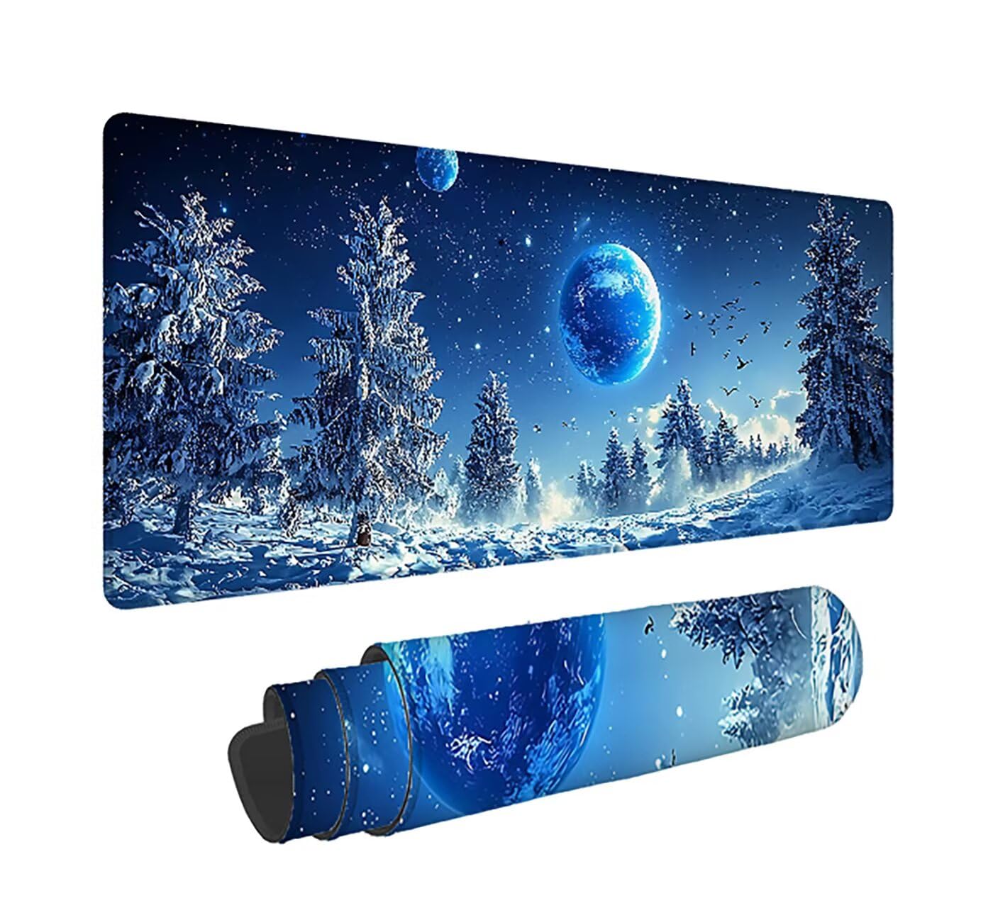 Gaming Mauspad XXL 1600x800x3mm, Mond Anti-Rutsch Mousepad XXL, Landschaft groß Schreibtischunterlage, Waschbares rutschfeste Gummibasis, Mauspad mit Nähten an Den Kanten für PC, Maus LJ-2066