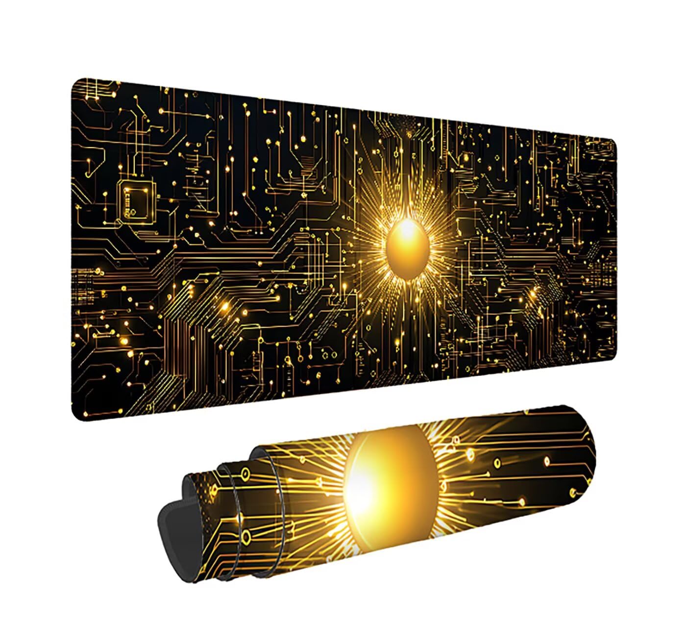 Gaming Mauspad XXL 1600x800x3mm, Sonne Anti-Rutsch Mousepad XXL, Schwarz groß Schreibtischunterlage, Waschbares rutschfeste Gummibasis, Mauspad mit Nähten an Den Kanten für PC, Maus LJ-2308