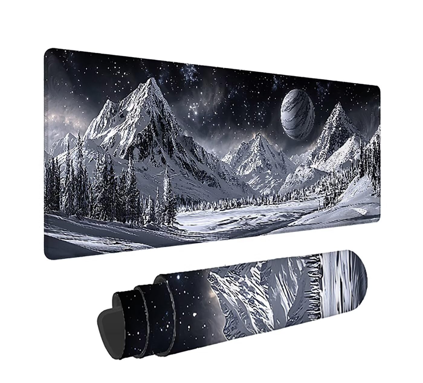 Gaming Mauspad XXL 1600x800x3mm, Landschaft Anti-Rutsch Mousepad XXL, Grau groß Schreibtischunterlage, Waschbares rutschfeste Gummibasis, Mauspad mit Nähten an Den Kanten für PC, Maus LJ-2250