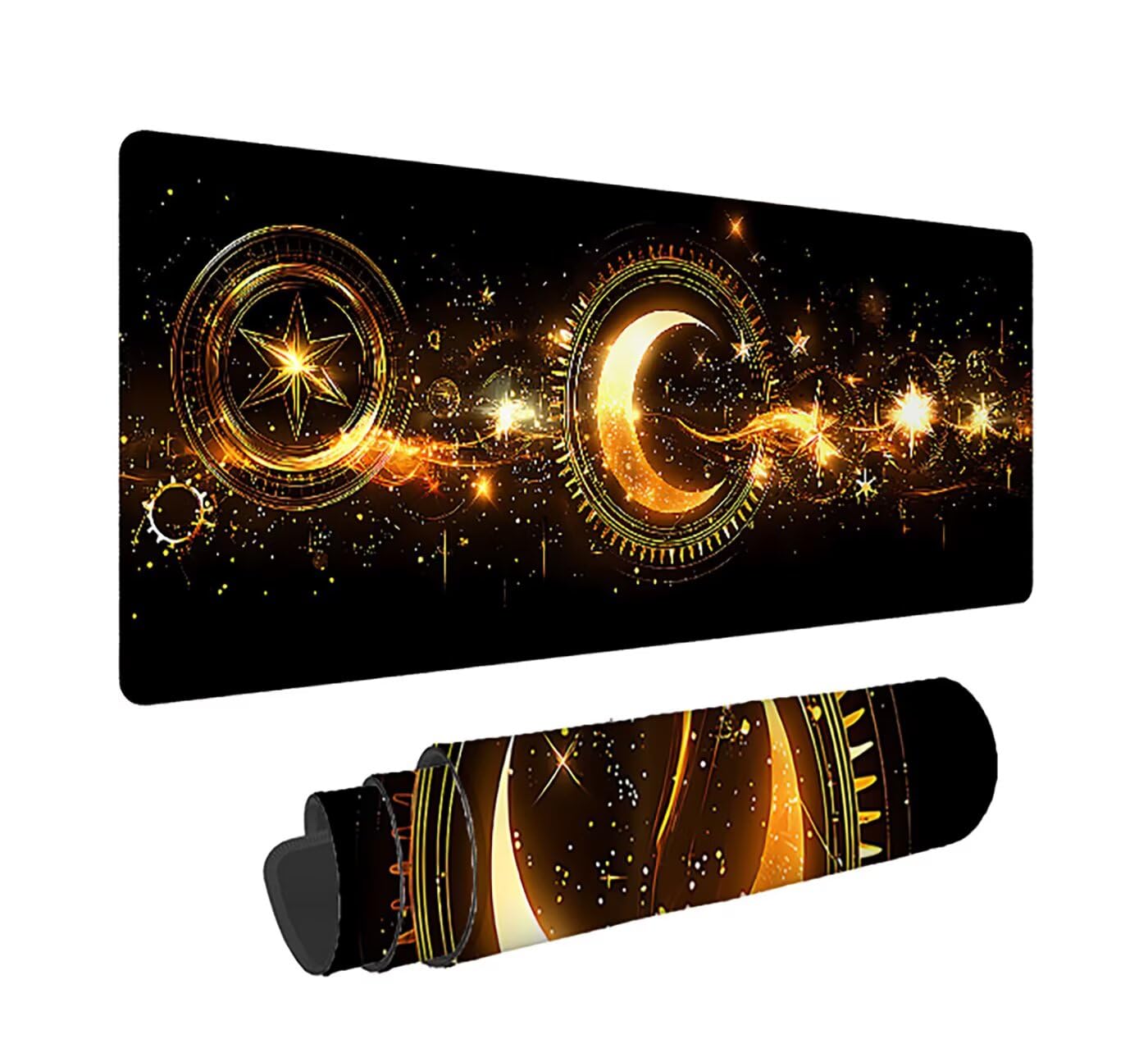 Gaming Mauspad XXL 1600x800x3mm, Mond Anti-Rutsch Mousepad XXL, Schwarz groß Schreibtischunterlage, Waschbares rutschfeste Gummibasis, Mauspad mit Nähten an Den Kanten für PC, Maus LJ-1996