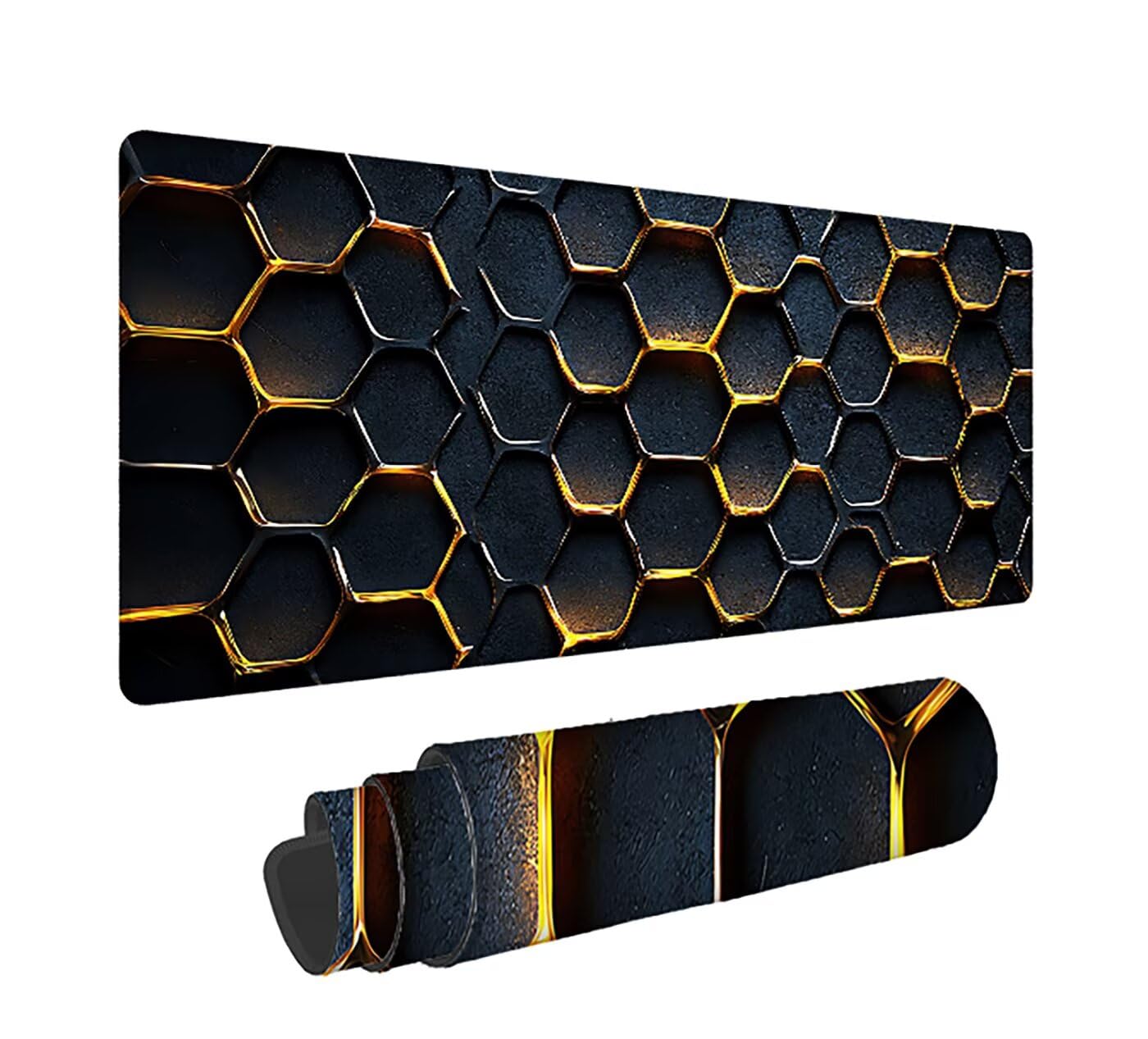 Gaming Mauspad XXL 1600x800x3mm, Gitter Anti-Rutsch Mousepad XXL, Schwarz groß Schreibtischunterlage, Waschbares rutschfeste Gummibasis, Mauspad mit Nähten an Den Kanten für PC, Maus LJ-2416