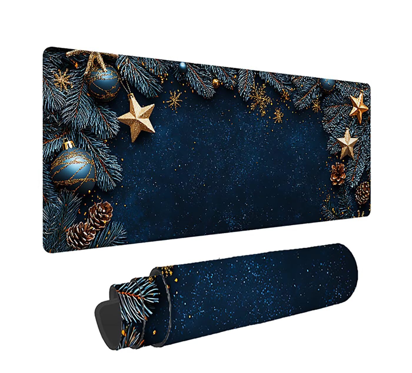 Gaming Mauspad XXL 1600x800x3mm, Weihnachten Anti-Rutsch Mousepad XXL, Marineblau groß Schreibtischunterlage, Waschbares rutschfeste Gummibasis, Mauspad mit Nähten an Den Kanten für PC, Maus LJ-2566