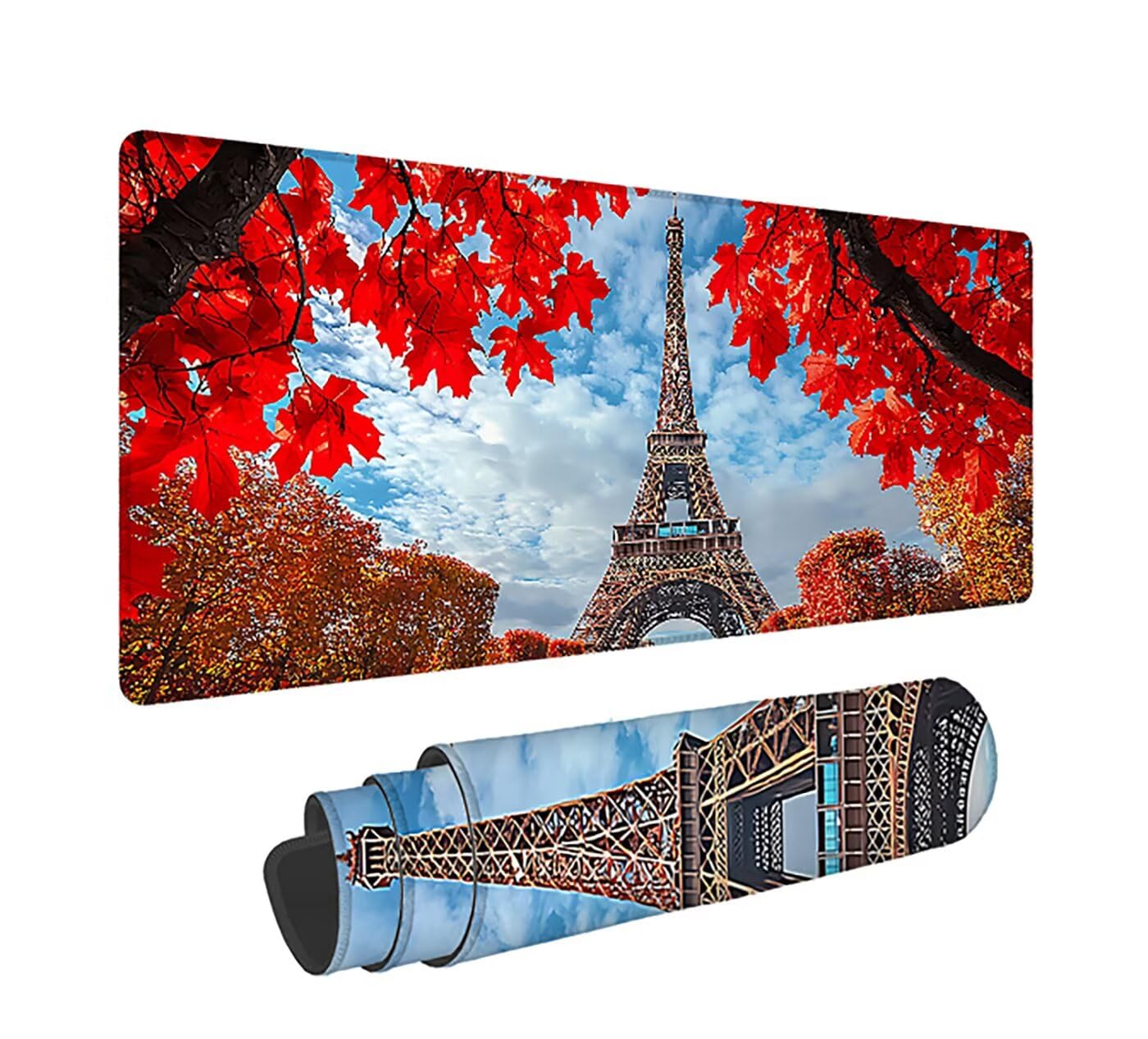 Gaming Mauspad XXL 1600x800x3mm, Paris Anti-Rutsch Mousepad XXL, Landschaft groß Schreibtischunterlage, Waschbares rutschfeste Gummibasis, Mauspad mit Nähten an Den Kanten für PC, Maus LJ-2140