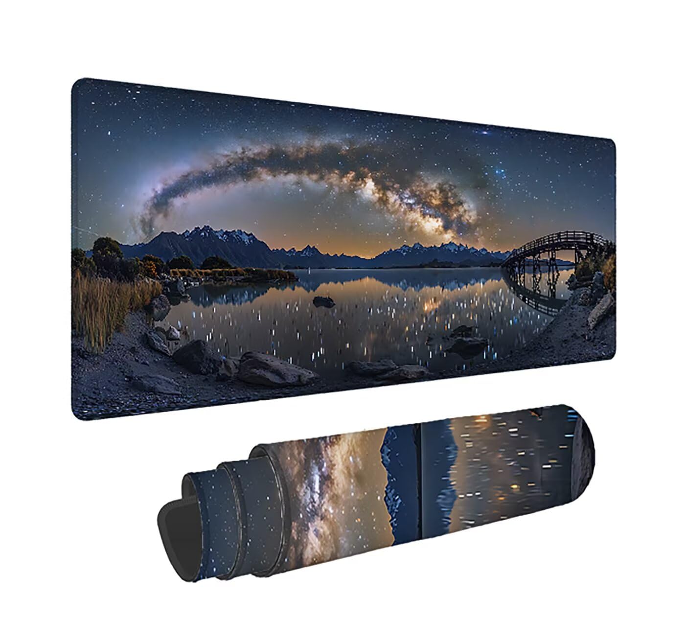Gaming Mauspad XXL 1600x800x3mm, Sternenhimmel Anti-Rutsch Mousepad XXL, Landschaft groß Schreibtischunterlage, Waschbares Rutschfeste Gummibasis, Mauspad mit Nähten an Den Kanten für PC, Maus LJ-2368