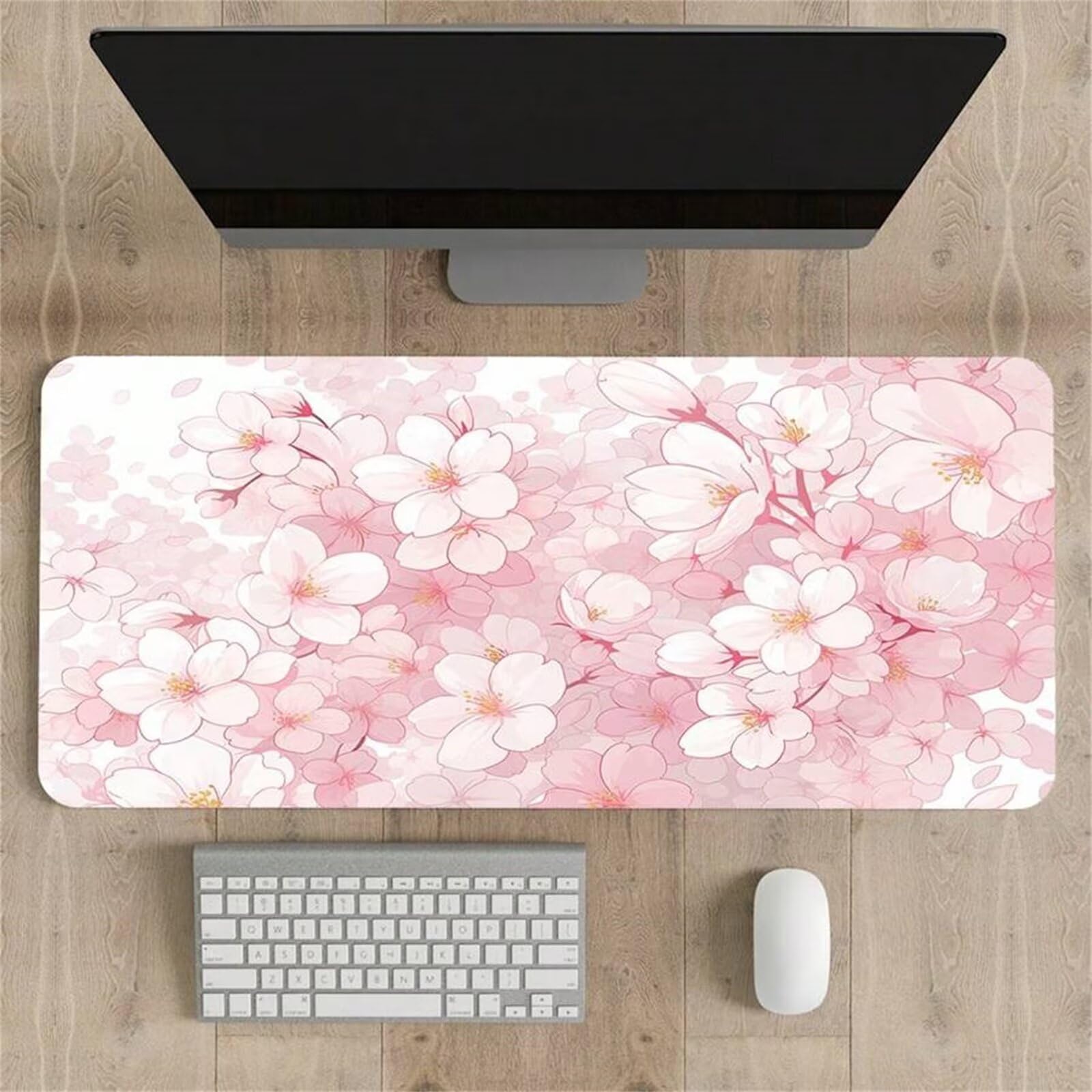 Mauspad, Pinkfarbene Mausmatte mit genähten Kanten, Rutschfester Unterseite, ideal for Tastatur, Maus und Homeoffice, Gaming Arbeit(900x400x2mm)