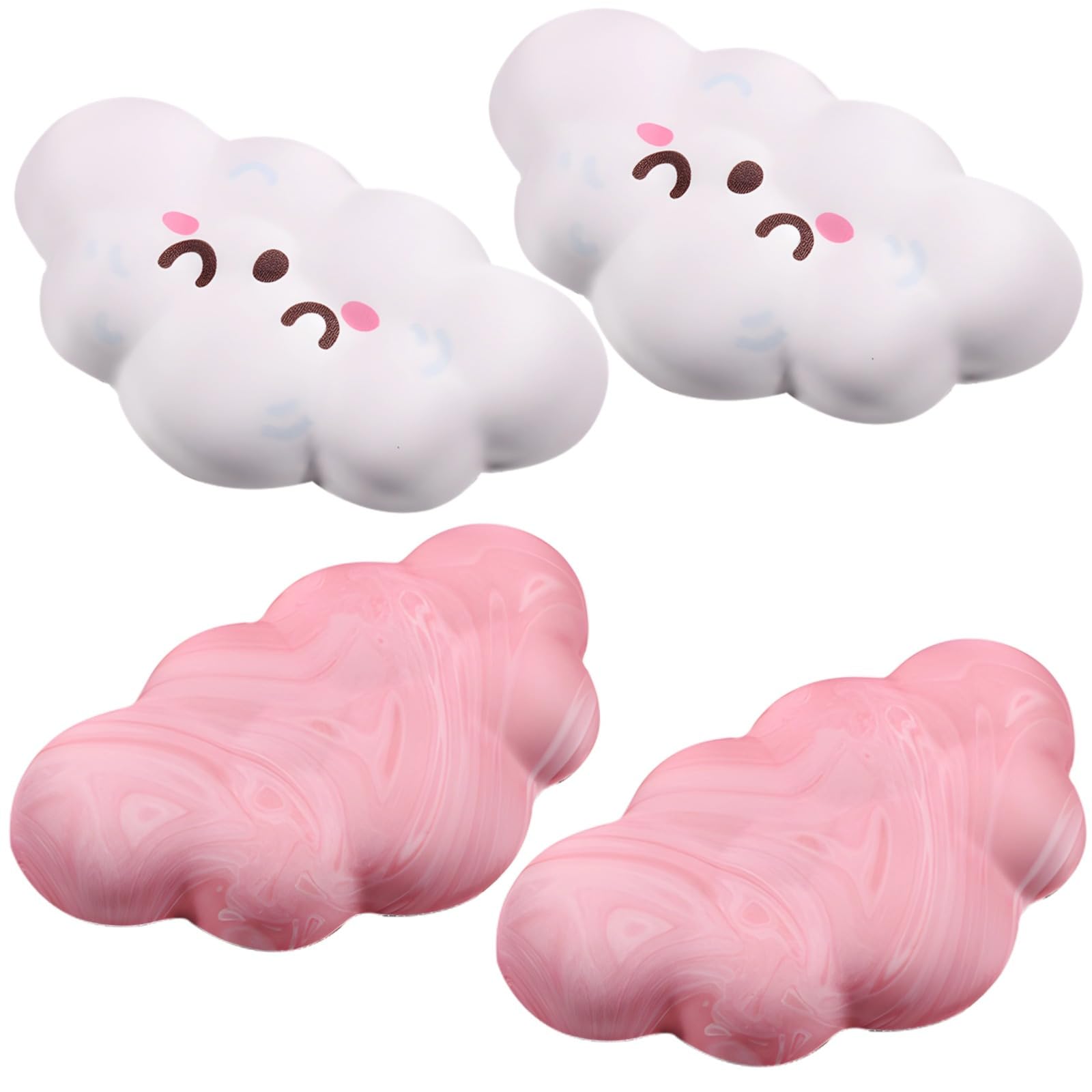 Tastatur und Maus Ergonomische Unterstützung Set, Cloud Handgelenkauflage, 4 Stück, Rosa Weiß, Rutschfeste Basis, Büro Laptop, Gaming