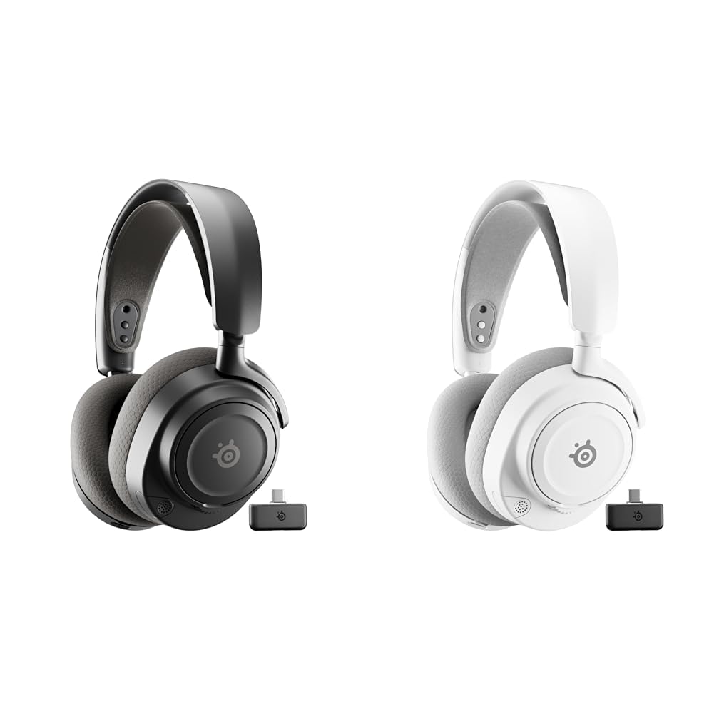 SteelSeries Bundle of Arctis Nova 7P Wireless Gen 2 Schwarz + Weiß - PS5 Headset - Gaming Headset Wireless - App-Steuerung - Über 50 Std. Akku & Schnellladefunktion - 2,4 GHz + Bluetooth - Für PlaySt