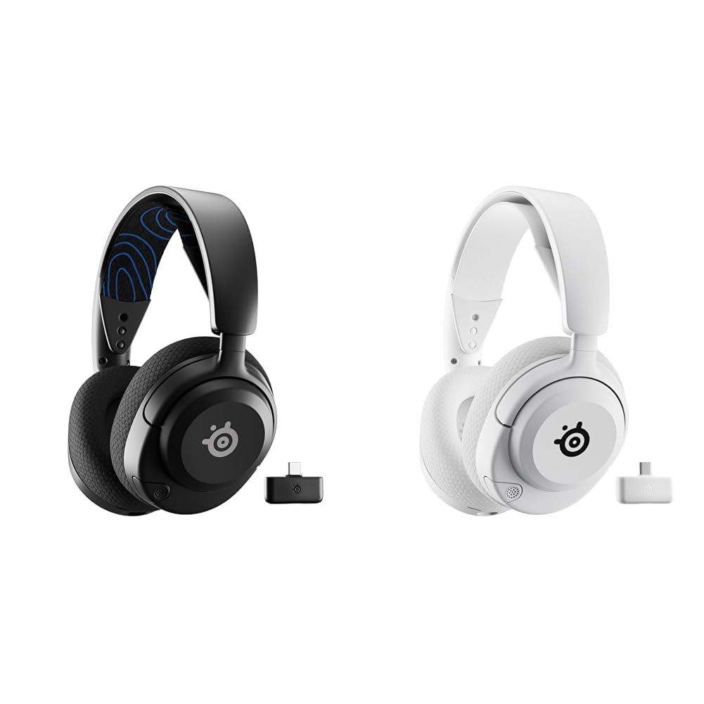 Bundle of SteelSeries Arctis Nova 5P Wireless Schwarz + Weiß PS5 Gaming Headset– Für PS5, PC, Handy – Magnetische Neodym-Treiber – 100+ Audio Presets – 60 Std. Akkulaufzeit – 2,4 GHz oder BT-ClearCast