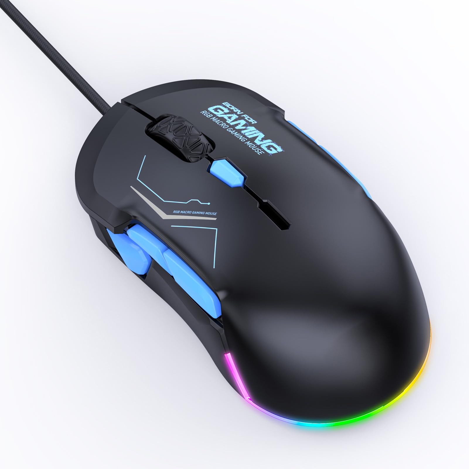 XUMIUZIY Kabelgebundene Gaming Maus, 12800 DPI, Ergonomisches Design mit 13 RGB Effekten und 4 Modi für Computer, Laptop und PC