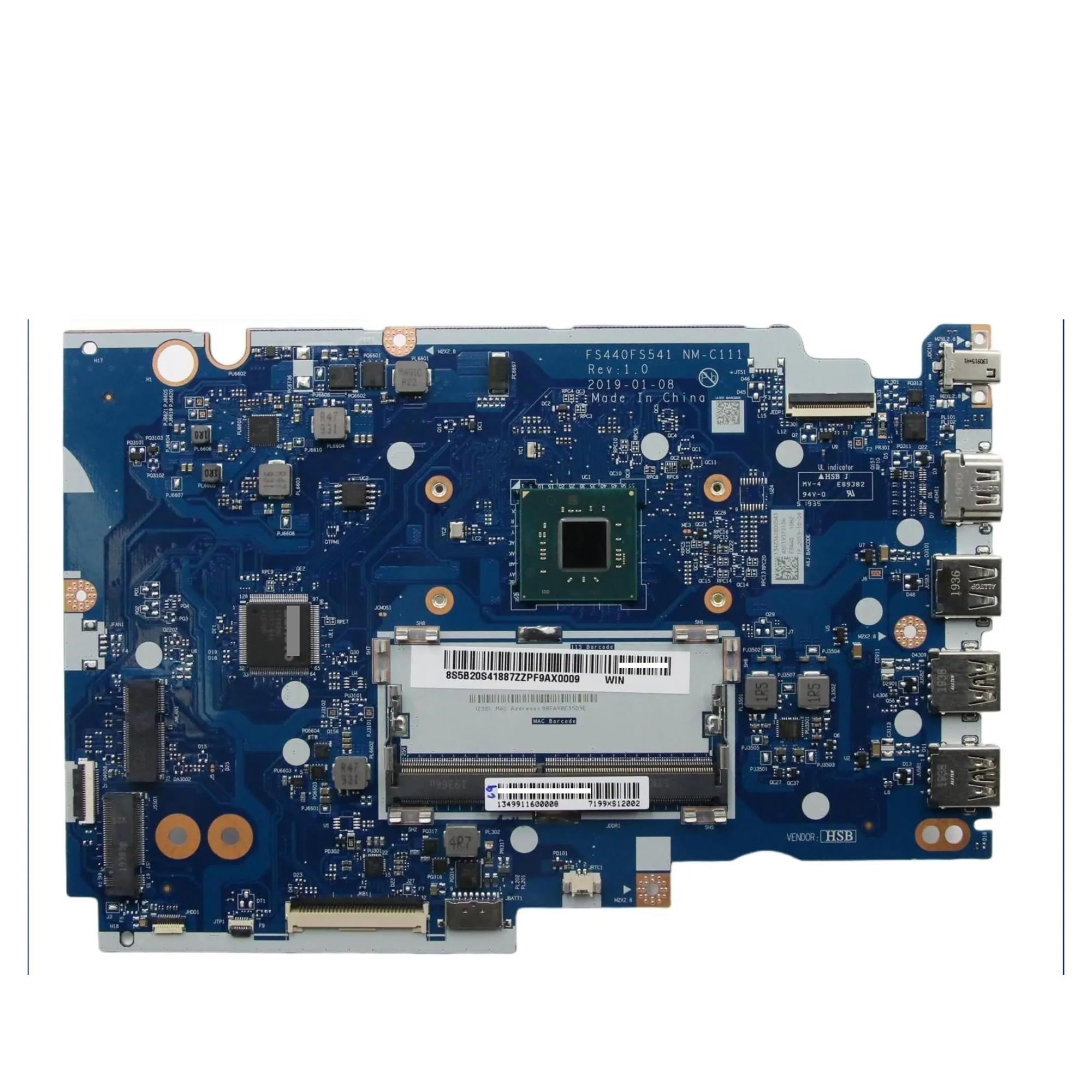 NM-C111 Mainboard, kompatibel mit Lenovo IdeaPad, S145-15IGM S145-14IGM Laptop-Motherboard mit N4000 N4100 N5000 CPU(CPU-N4100 S145-14)