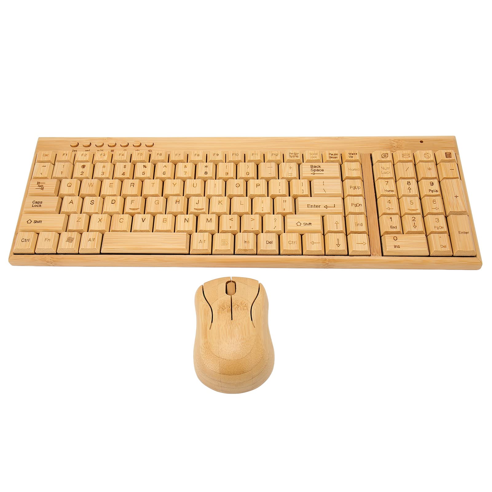 Cryfokt Computer-Wireless-Geräte, 2,4-GHz-Wireless-Tastatur und -Maus aus Bambusholz mit Plug-and-Play-USB-Empfänger für Mac Gaming Office (Kombination aus Maus und Tastatur)